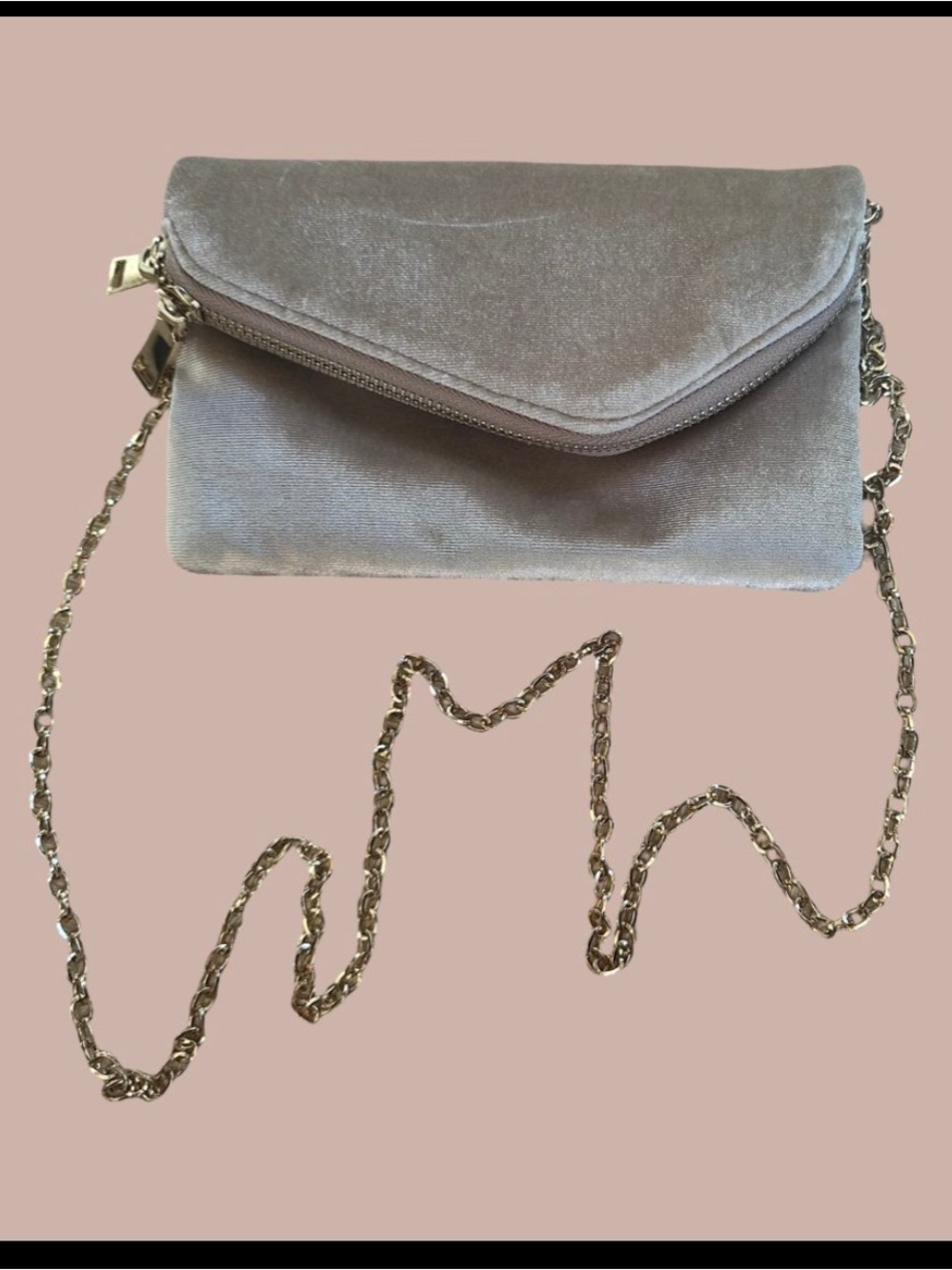 Vintage velvet evening clutch with gold chain link strap